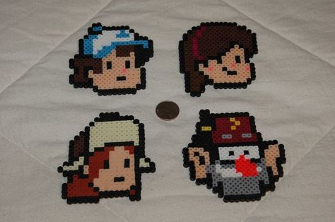 Gravity Falls Perler beads by evilpika on deviantART Gravity Falls Perler Beads, Ironing Beads, Pokemon Perler Beads, Fall Bead, Easy Perler Beads Ideas, Beads Pattern, Cross Stitch Boards, Perler Bead Templates, Perler Crafts