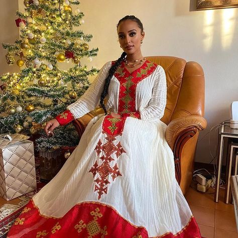 HABESHA BADDIE Habesha Dress Modern, Habesha Dress, Ethiopian Dress, Habesha Kemis, Dress Modern, Wedding Dress Chiffon, Dresses Chiffon, Red Pattern, Modern Dress