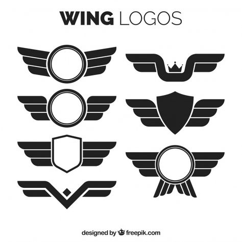 Wing logos in flat design Free Vector | Premium Vector #Freepik #vector #logo #business #design #line Logo Papillon, Logo Wings, Flight Logo, Aviation Logo, Wings Sketch, Pilot Wings, Automotive Logo Design, Logo Generator, Silhouette Logo