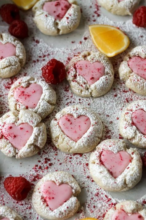 Thumbprint Cookies With Icing, Shortbread Thumbprint Cookies, Lemonade Cookies, Cookies Thumbprint, Mini Lemon Tarts, Raspberry Glaze, Lemon Shortbread, Pastel Cupcakes, Thumbprint Cookies Recipe