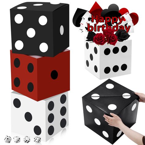 PRICES MAY VARY. Multiple Displays: these colorful dice party favor boxes can be stacked together as a ground decoration for a casino theme party, or you can fill them with balloons as a balloon box; You can also put some beautiful flowers or other small trinkets on it as a special game night party supplies; Please note that flowers and accessories are not included Appropriate Size: each casino party dice favor box measures about 11.8 x 11.8 x 11.8 inches, conspicuous and large, suitable for you Casino Party Ideas Decoration, Casino Night Decor, Casino Theme Party Decorations Diy, Casino Party Decor, Casino Themed Centerpieces, Las Vegas Party Decorations, Vegas Party Decorations, Casino Christmas, Game Night Decorations