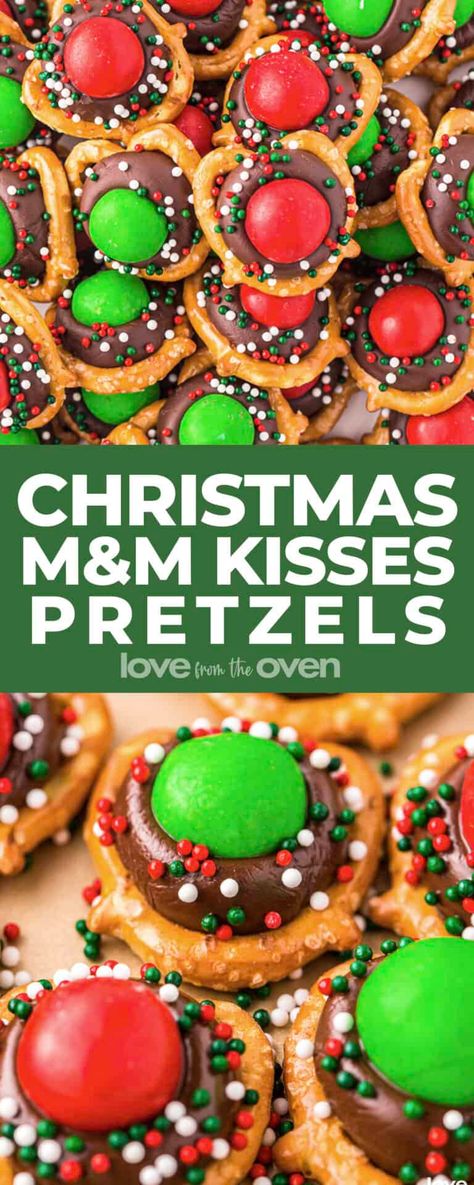 Easy Christmas Pretzels • Love From The Oven Christmas Pretzel Wreaths, Pretzel Chocolate Treats, Christmas Pretzel Treats, Christmas Pretzel Hugs, Pretzels Christmas, Candy Pretzels, Pretzel Hugs, Pretzel Candy, Christmas Pretzel