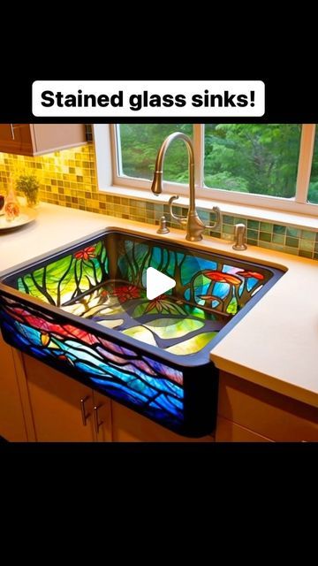 Inspiring Designs on Instagram: "Beautiful stained glass sinks! 😱😱👏👏 #stainedglass #bathroomdesign #kitchendesign #kitchenremodel" Stain Glass Sink, Glass Sink, August 25, Coastal Living, Kitchen Remodel, Bathroom Design, Stained Glass, Kitchen Design, Glass