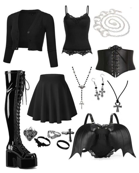 Goth Core Outfit, Winter Gothic Outfits, Goth Vampire Outfit, Modern Vampire Outfit, Goth Outfit Inspo, Goth Fits, Goth Outfit Ideas, Vampire Clothes, Goth Outfit