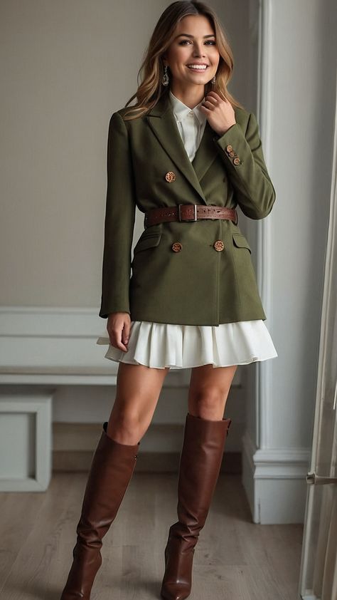 Fall Winter Skirts, Trendy Outfits Autumn 2024, Autumn Trendy Outfits, Casual Outfit Fall 2024, Preppy Japanese Fashion, Preppy Outfits 2024, Autumn Aesthetic Outfit 2024, Autumn Looks 2024, Army Outfit Ideas