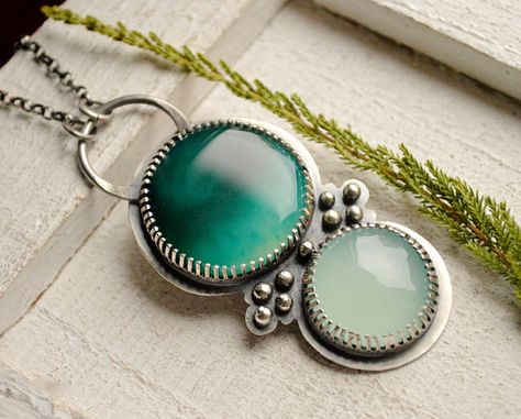 FREE+SHIPPING+Green+Agate+Necklace+Rustic+Silver+by+EONDesign Copper Accessories, Green Stone Necklace, Mixed Metal Jewelry, Aqua Chalcedony, Silver Heart Necklace, Green Agate, Agate Necklace, Green Necklace, Turquoise Jewelry