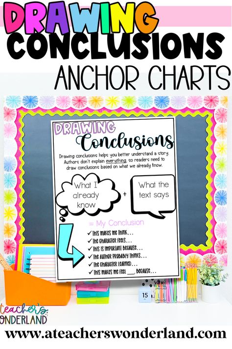 Drawing conclusions is an important skill that students will use in the real world. Help your students understand and practice this skill with different types of graphic organizers. Graphic organizers are visual representations of information that can help students organize their thoughts and draw accurate conclusions. Check out these examples to get started! Conclusions Anchor Chart, Drawing Conclusions Anchor Chart, Teach Drawing, Ela Lesson Plans, Close Reading Passages, Teaching Drawing, Reading Lesson Plans, Fast Finishers, Drawing Conclusions