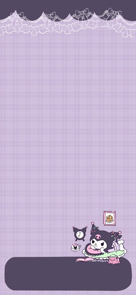 Kuromi Background Aesthetic, Korumi Wallpaper Purple Iphone, Korumi Wallpaper Purple, Purple Wallpaper Kuromi, Kuromi Lockscreen Aesthetic, Purple Lockscreen And Homescreen, Iphone Wallpaper Kuromi, Koromiko Wallpaper, Purple Wallpaper Hello Kitty