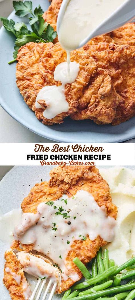 Chicken Fried Chicken Family Of Three Dinner Ideas, Chicken Fried Steak With Chicken, Pioneer Woman Chicken Fried Chicken, Oven Baked Chicken Fried Chicken, Baked Chicken Fried Chicken, Easy Chicken Fried Chicken Recipe, Easy Country Fried Chicken, Air Fried Chicken Fried Chicken, Oven Chicken Fried Chicken