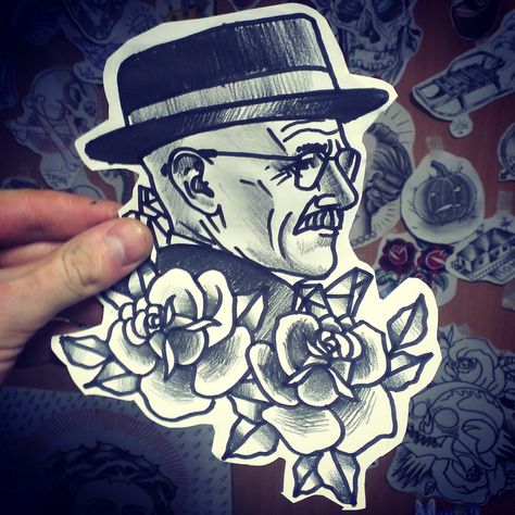 breaking bad Heisenberg Tattoo, Tattoo Traditional Flash, Breaking Bad Tattoo, Tattoo Fonts Cursive, Tattoo Old School, Tattoo Zeichnungen, Traditional Flash, Tattoo Traditional, Bad Tattoos