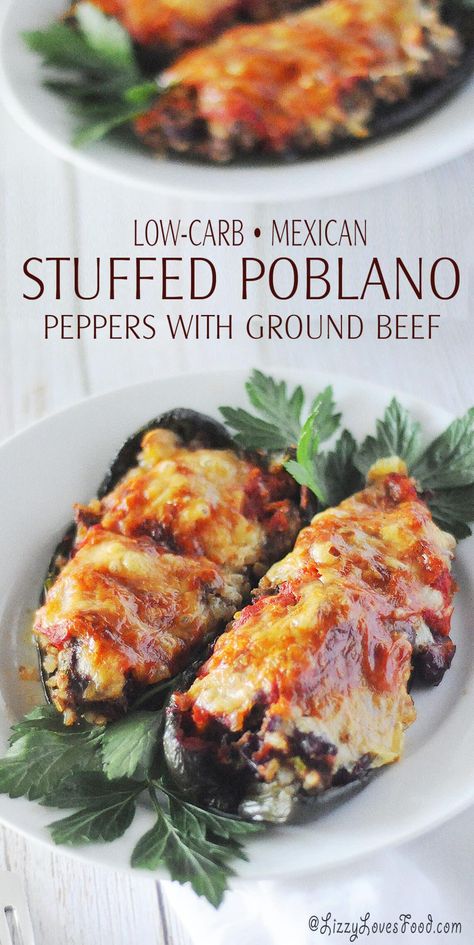 Low Carb Stuffed Poblano Peppers, Stuffed Poblano Chilies, Stuffed Poblano Peppers Keto, Stuffed Plabano Peppers, Beef Stuffed Poblano Peppers, Stuffed Pasilla Peppers, Red Poblano Pepper Recipes, Latin Lunch Ideas, Stuffed Poblano Pepper Recipes Beef