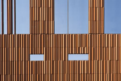 University of Michigan, Biological Science Building Terracotta Rainscreen (Construction Photos) - Shildan Group Shildan Terracotta Rainscreen Facade Terracotta Rainscreen, Terracotta Facade, Rainscreen Facade, Building Cladding, Wall Section Detail, Rainscreen Cladding, Santiago Calatrava Architecture, Energy Efficient Buildings, House Cladding