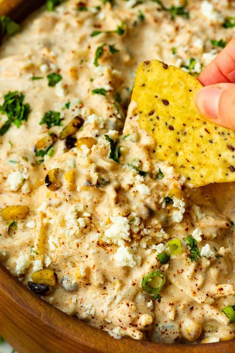 Fresh roasted corn on the cob makes the best Mexican corn dip! Flavor explosion! #mexicandip #corndip #diprecipe Mexican Street Corn Dip Recipe, Mexican Corn Dip Recipe, Street Corn Dip Recipe, Mexican Dip Recipes, Corn Dip Recipe, Mexican Corn Dip, Street Corn Dip, Mexican Street Corn Dip, Corn Dip Recipes