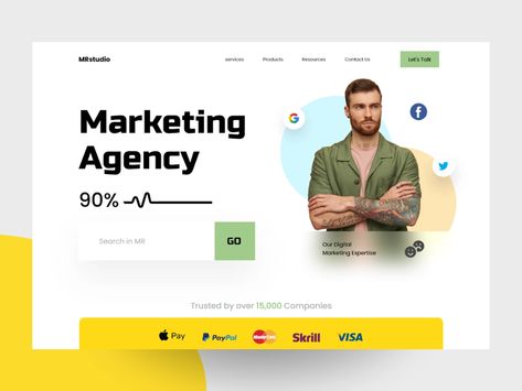 Marketing Agency Landing Page, Green Website, Website Agency, Agency Landing Page, Graphic Projects, Ux Design Inspiration, User Experience Design, Best Web Design, Learning Design