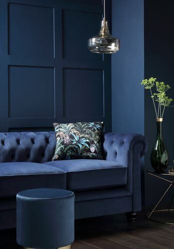 Blue Sofa Blue Walls, Boucle Furniture, Blue Chesterfield Sofa, Blue Velvet Chairs, Pantone Color Of The Year, Blue Sofa, Blue Living Room, Blue Rooms, Chesterfield Sofa