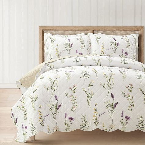 Give your bedroom a stylish upgrade with this Lush Decor Watercolor Wildflower Scallop Edged Floral Quilt Set.Click this BED & BATH GUIDE to find the perfect fit and more! Give your bedroom a stylish upgrade with this Lush Decor Watercolor Wildflower Scallop Edged Floral Quilt Set.Click this BED & BATH GUIDE to find the perfect fit and more! FEATURES 3-piece set Charming floral pattern Scalloped edge Offers softness and breathability Polyfill is perfect for hot sleepers and great as an extra lay Scallop Edge Quilt, California King Quilts, Lush Decor, Linen Quilt, Floral Quilt, Scallop Edge, Soft Floral, King Quilt, Farmhouse Homes