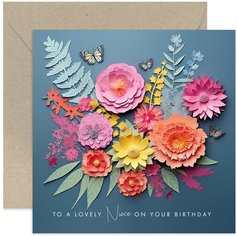 PRICES MAY VARY. 🎂 CUTE BIRTHDAY CARD FOR HER: This cute birthday card is sure to make them smile. Gift friends and family this birthday card to celebrate being another year older and wiser. Features a unique floral artwork. ✨ SPECIAL MILESTONES: Find the perfect greeting card for family and friends. We have designs for any occasion. Find the perfect card for a dad, mum, brother, sister, daughter, son, auntie, uncle, cousin, niece, nephew, grandad, grandma, or friend. 🌎 WE CARE: Our range of g Birthday Card For Niece, Butterfly Birthday Card, Birthday Cards For Niece, Handmade Greeting Card Designs, Grandma Birthday Card, Butterfly Birthday Cards, Cute Birthday Card, Daughter Birthday Cards, Floral Cards Design