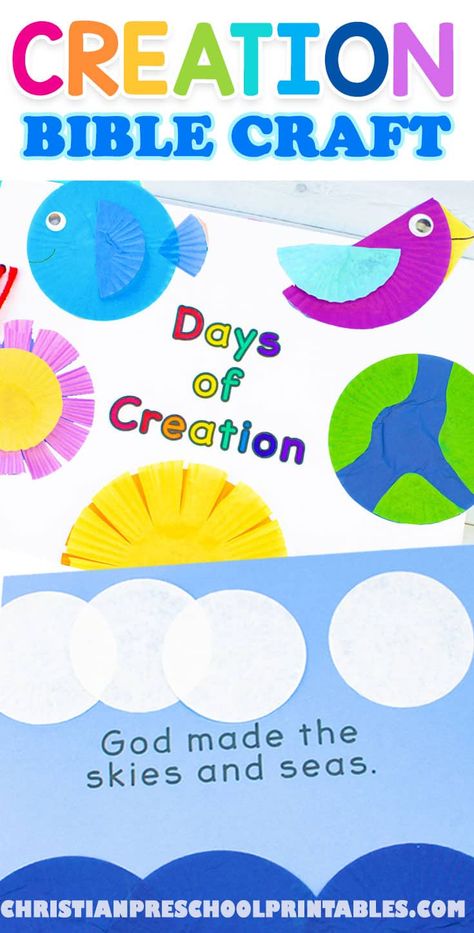 Creation Animals Craft, God Made All Things Craft, Creation Craft Preschoolers, Creation Craft Kindergarten, Creation Bible Lesson For Preschoolers, God Made The World Crafts Preschool Free Printable, 2nd Day Of Creation Craft, God Created Fish And Birds Craft, Crafts About Creation