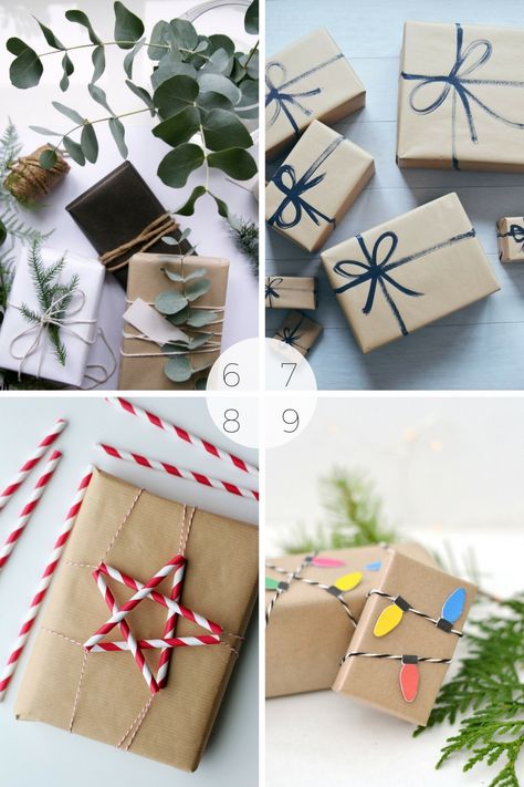 15 Christmas wrapping ideas using brown paper - I use brown paper or craft paper for wrapping all my gifts - I just theme it differently. Here are 15 Christmas gift wrapping ideas using brown paper. Diy Christmas Wrapping Paper, Creative Gift Packaging, Christmas Gift Wrapping Ideas, Eco Gift Wrapping, Brown Paper Wrapping, Chic Christmas Gifts, Sustainable Christmas, Christmas Table Decor, Gift Wrapping Inspiration