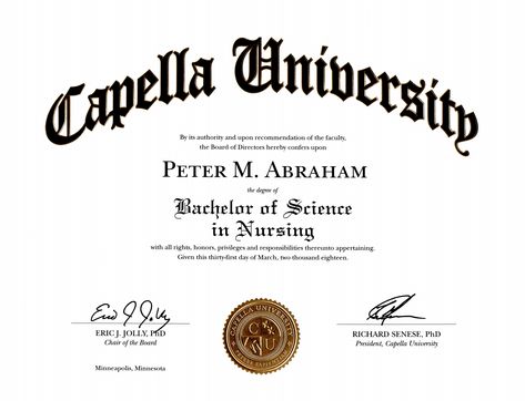 Capella University, Bachelor Of Science In Nursing, Certificate Design Template, Bachelor Of Science, Certificate Design, 2024 Vision, Nursing Students, Design Template, Nursing