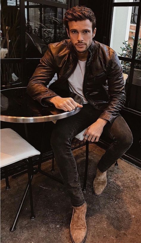 Leather Jacket Outfit Men, Fashionable Men, Mens Fashion Smart, Mens Fashion Rugged, Boating Outfit, Hipster Mens Fashion, Leather Jacket Outfits, Men's Leather Jacket, Mens Winter Fashion