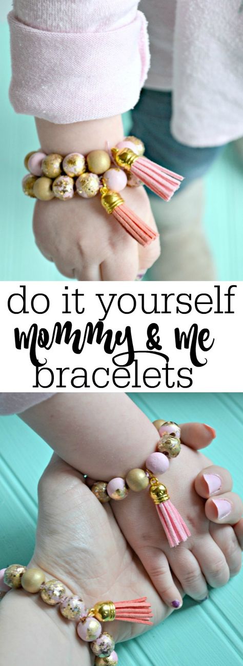 Mommy and me bracelets have never been more popular or easy to make using this simple tutorial! Customize your mother and daughter matching bracelets in your choice of colors, sparkle, and bling! These make great friendship bracelets too! Mommy Daughter Crafts Diy, Mommy And Me Crafts Diy, Mommy And Me Crafts, Mother Daughter Crafts, Mommy And Me Bracelets, Family Yoga, Mother Daughter Bracelets, Moms Night, Crafts For Teens To Make