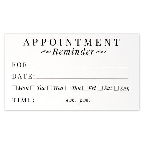 PRICES MAY VARY. 50 Appointment Reminder Cards Appointment Reminder Business Card for clients to take with them after scheduling their next appointment Size 3.5" x 2" inches. Heavy weight 14pt card stock. Blank on the reverse side. Handy reminders for a variety of businesses including medical, consultants, beauticians, chiropractic and many more Room to write details, such as date, time, and day of the week of patient's next appointment Appointment reminder cards are a handy take away for patien Teaching Plan Templates, Business Card Appointment, Reward Chart Template, Appointment Reminder, Online Cards, Printable Place Cards, Appointment Card, Farewell Cards, Medical Dental