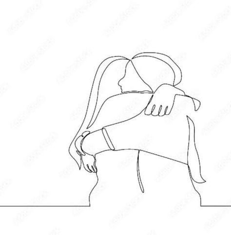 Line Art Drawings Best Friends, Hug One Line Drawing, One Line Drawing Friends, Hug Line Drawing, Best Friend Line Art, One Line Drawing People, Friendship Line Art, Friends Hugging Drawing, Drawings Friendship