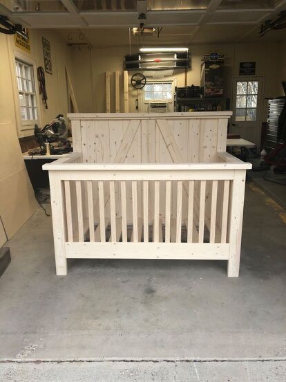 Baby Crib Woodworking Plans, Farmhouse Crib, Rustic Crib, Farmhouse Cribs, Crib Woodworking Plans, Baby Crib Diy, Crib Design, Baby Nursery Diy, Diy Crib