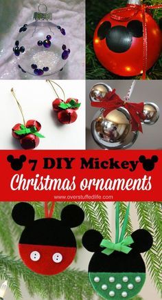 Christmas Tree Decorations For Kids, Mouse Christmas Ornaments, Christmas Tree Crafts Diy, Easy Christmas Tree Decorations, Diy Mickey Mouse, Mickey Mouse Christmas Ornament, Mouse Ornaments, Minnie Ornaments, Mickey Mouse Ornaments