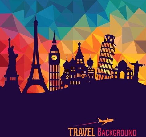 Travel Fonts, Eiffel Tower Painting, Skyline Painting, Wall Murals Painted, Cartoon World, Travel And Tourism, Cool Posters, City Art, Cute Cartoon Wallpapers