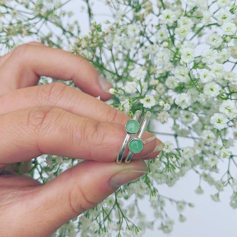 Aventurine rings 🌿 Aventurine Ring, Green Aventurine Stone, Aventurine Stone, Stack Ring, Precious Gems, Recycled Sterling Silver, Green Aventurine, Pale Green, Beautiful Packaging