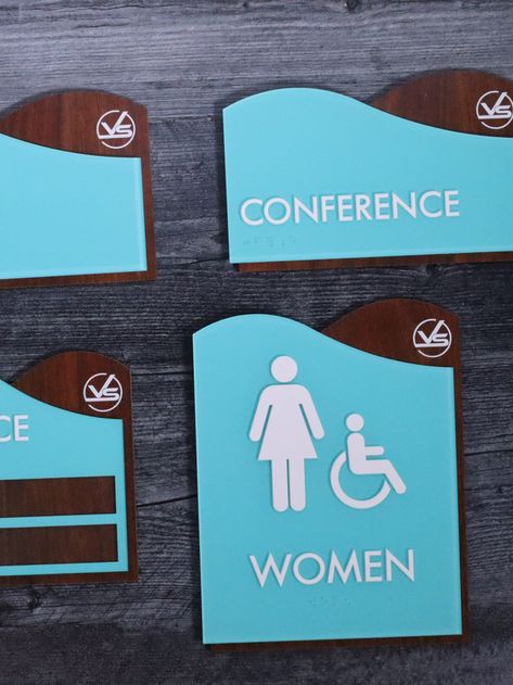 Restroom Signage, Ada Restroom, Restrooms Signage, Ada Signage, Restroom Signs, Door Signage, Ada Signs, Name Plate Design, Directional Signage