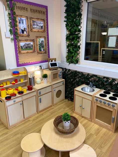 Home Corner Classroom, Role Play Home Corner Eyfs, Home Corner Role Play Eyfs, Role Play Home Corner, Home Corner Ideas Eyfs, Eyfs Room Layout, Nursery Home Corner Ideas, Home Corner Ideas Childcare, Homecorner Ideas Eyfs