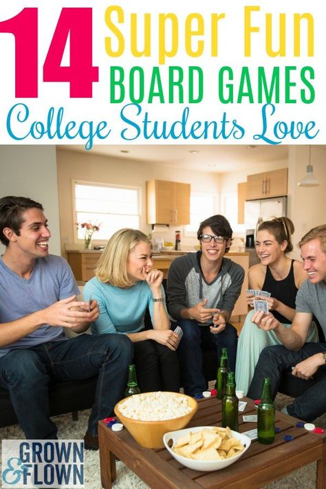 If you're looking for some fun college games that your student will love to play on campus with friends, these 14 super fun board games make perfect gift ideas for your college kid and are surprisingly popular with college students. #college #collegelife #boardgames #giftideas #collegegiftideas #games #college Games For College Students, Activities For College Students, Top Board Games, College Parents, Family Challenge, College Games, College Student Gifts, Board Games For Kids, Fun Board Games