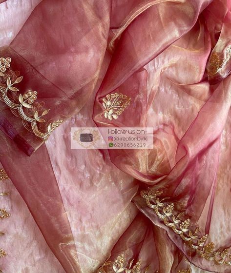 Pearl Border, Mehndi Outfit, Gota Patti Work, Fabric Glass, Embroidery Fashion Detail, Phone Display, Gold Necklace Indian, Gold Necklace Indian Bridal Jewelry, Half Saree Designs