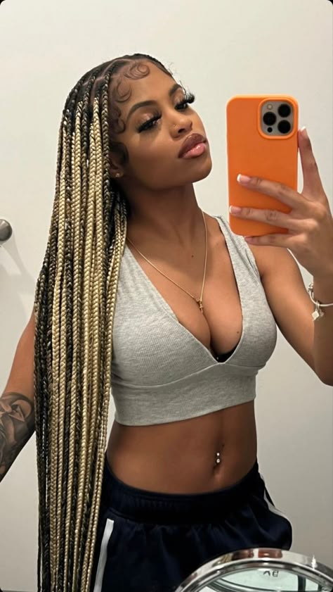 Mixed Color Braids, Latest Braids Hairstyles, Latest Braids, Color Braids, Twisted Hair, Big Box Braids Hairstyles, Feed In Braids Hairstyles, Blonde Braids, Box Braids Hairstyles For Black Women