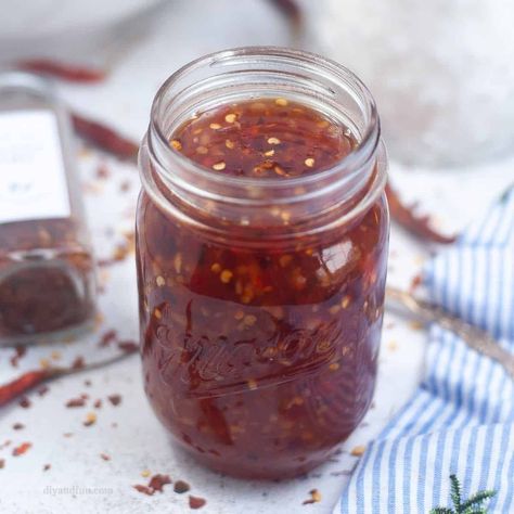 Homemade Sweet Chili Sauce, a delicious Thai inspired sauce or dip recipe that is sweet, savory, spicy, and tangy. Sweet Thai Sauce, Thai Chili Sauce Recipe, Thai Sweet Chili Sauce Recipe, Sweet Thai Chili Sauce, Homemade Sweet Chili Sauce, Sweet Thai Chili, Asian Chili Sauce, Sweet Chili Sauce Recipe, Chicken Sauce Recipes