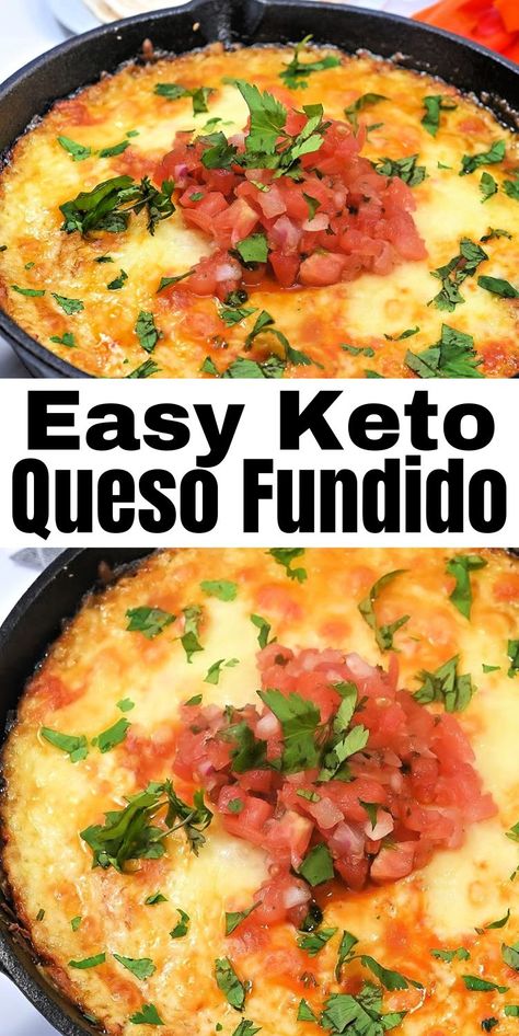 Keto Queso Fundido - Easy To Make Recipe Dinner For Crowd, Keto Queso, Snack Dip Recipes, Queso Fundido Recipe, Fundido Recipe, Creme Brulee Cheesecake Bars, Chili Cheese Nachos, Spiced Beef, Queso Fundido