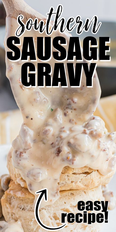 How To Make Homemade Sausage Gravy, Grandmas Biscuits And Gravy, Homemade Sausage And Gravy, Easy Sausage Biscuits And Gravy, Sausage Gravy With Buttermilk, Peppered Sausage Gravy Recipe, Gravy And Sausage Recipe, How To Make Sausage Gravy Easy, Biscuits And Beef Gravy