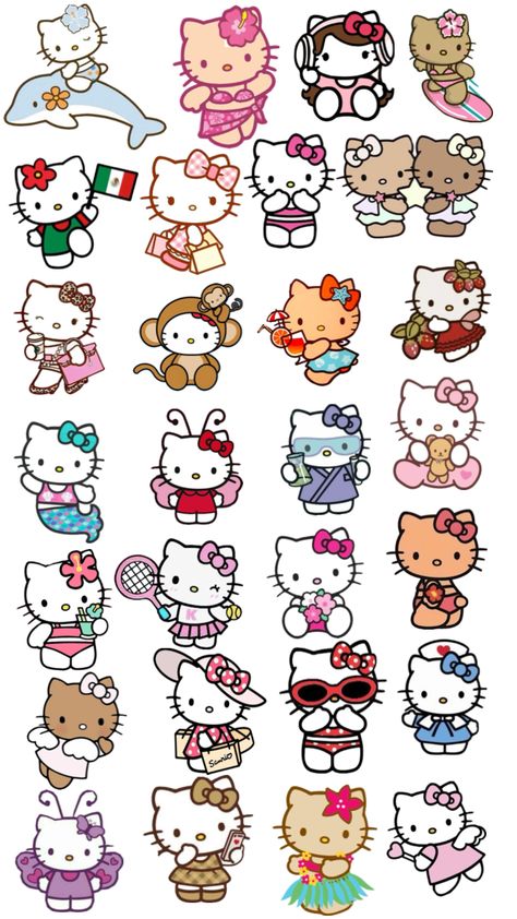 Cute Stickers Sheet Printable, Vintage Hello Kitty Stickers, Hello Kitty Scrapbook Ideas, Hello Kitty Stickers Printable, Sanrio Stickers Printable, Print Out Stickers, Hello Kitty Eating, Icons Hello Kitty, Sticker Hello Kitty