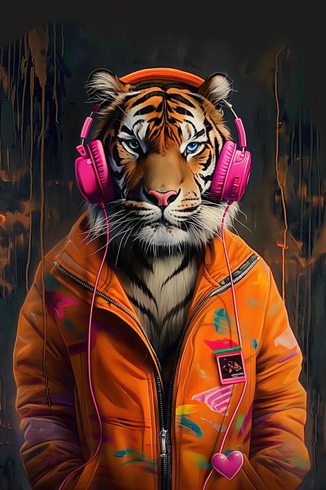 "A chic art print of a tiger in a contemporary style, ideal for modern home decor and adding a trendy touch. Currently available at 50% off for a limited time." Cool Tiger, Tiger Portrait, Animal Dress Up, Animal Art Print, Design Palette, Animals Art, Tiger Head, A Tiger, Animal Heads