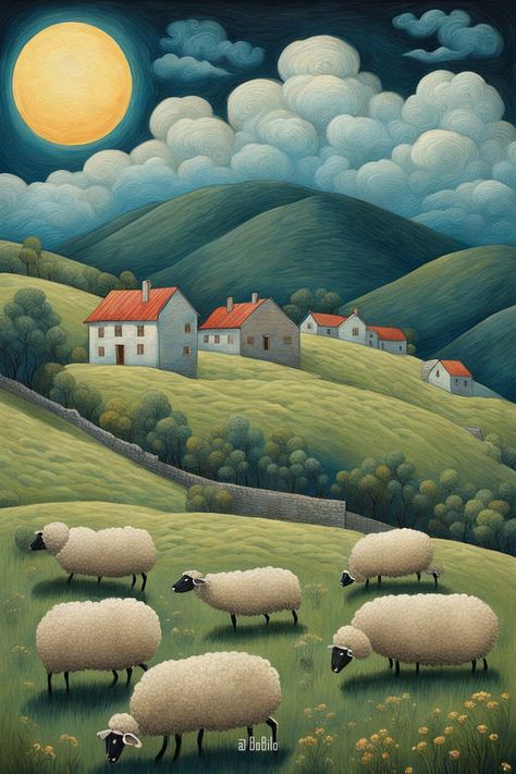 Exploring the Global Countryside: Captivating Rural Landscapes from Around the World Naive Painting, Night Illustration, Countryside Landscape, House Illustration, Art Gallery Wallpaper, Lowbrow Art, Landscape Art Painting, Beautiful Landscape Wallpaper, Rural Landscape