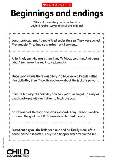 Click to download Beginning Of A Story, English Books For Kids, How To Begin A Story, Esl Reading, English Books, English Test, School Materials, English Story, Narrative Writing