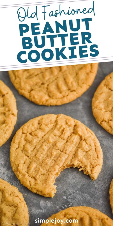 This old fashioned Peanut Butter Cookie recipe creates cookies that are slightly crisp on the outside, chewy and soft on the inside, and have the best peanut butter flavor. Easy Chewy Peanut Butter Cookies, Crisp Peanut Butter Cookies, Soft Peanut Butter Cookies Chewy, Simple Peanut Butter Cookie Recipe, Kraft Peanut Butter Cookies, Jif Peanut Butter Cookies, Simple Peanut Butter Cookies, Peanut Butter Cookies Soft, Best Peanut Butter Cookie Recipe