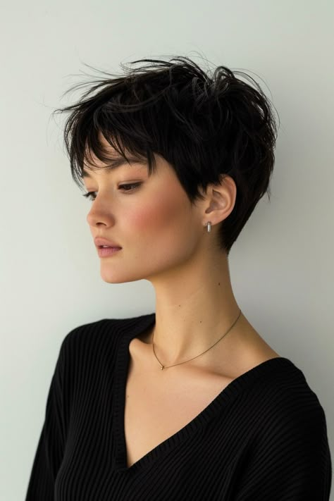 Discover pixie cuts that range from edgy to textured, tailored to suit any face shape or style. Get inspired here. Pixie Haircut Tapered Back, Feminine Short Pixie Haircut, Pixie Haircut Textured Hair, Short Long Pixie Haircut, Short On Sides Long On Top Hair Women, Mackenzie Davis Short Hair, Man Haircuts Short, Super Short Hair Styles For Women, Pixie Textured Hair