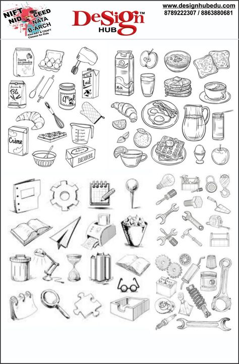 3d Objects Drawings, Random Objects Drawing Reference, Cute Objects To Draw, Objects Drawing Reference, Inanimate Objects Drawing, Line Drawing Objects, Easy Object Drawing, Drawing Reference Objects, Object Drawing Reference