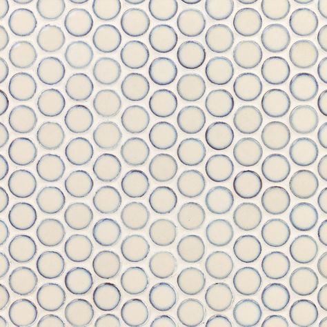 Eden Latte Penny Round Polished Rimmed Ceramic Tile | TileBar.com Cleaning Ceramic Tiles, Affordable Tile, Wall Mosaic, Cleaning Tile Floors, Penny Round Tiles, Penny Tile, Polish Ceramics, Penny Round, Round Tiles