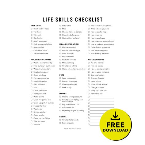 Discover the ultimate collection of chore and life skills checklists that will transform your child into a responsible, independent, and capable young person. From organizing their room to mastering essential life skills, this Pinterest board has everything you need to create a fun and efficient routine for your kids! Life Skills Schedule, Basic Life Skills For Adults, Life Skills For Women, Essential Life Skills, Transferable Skills Checklist, Summer Life Skills For Kids, Life Skills For Teens Free Printable, Life Skills Activities For Adults, Life Skills Activities For Teens