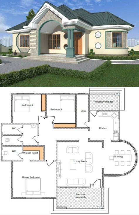 3bedroom House Plans Modern Bungalow, Small House Blueprints, Bungalow Style House, Bungalow Floor Plans, Bungalow Style House Plans, Little House Plans, Affordable House Plans, Building House Plans Designs, Building Plans House